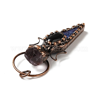 Натуральные аметистовые самородки и большие остроконечные подвески из окрашенного агата G-D468-16R-1