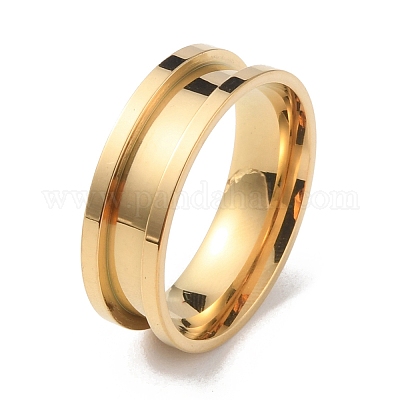 Кольцо для пальца из нержавеющей стали 201 с рифлением RJEW-WH0004-32G-G-1