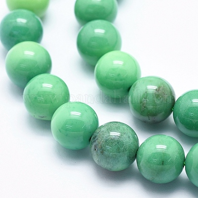 天然のグリーングラスアゲートビーズ連売り ラウンド 8mm 穴：1mm 約50