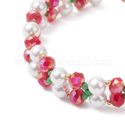 Рождественские браслеты из стекла BJEW-TA00687-1