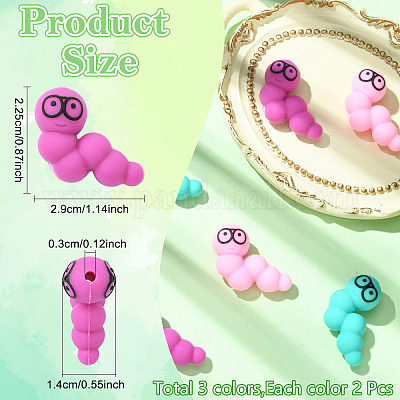 6шт 3 цвета силиконовые бусины&nbsp;SIL-YW0002-18-1