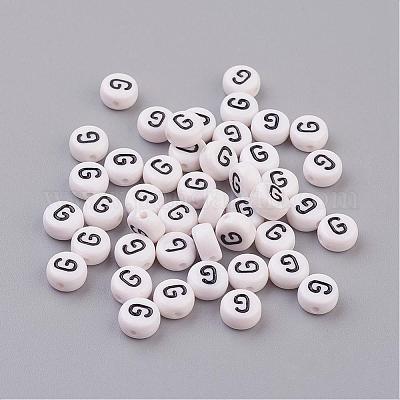 Acrylic White and Black Number Beads, Plastic Number Beads, Flat Round  Acrylic Number Beads,Number 2, Size 7mm, 100pcs/lot