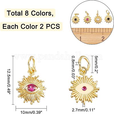 16шт 8 цвета латунные микро проложить кубический цирконий шармы KK-NB0001-39-1