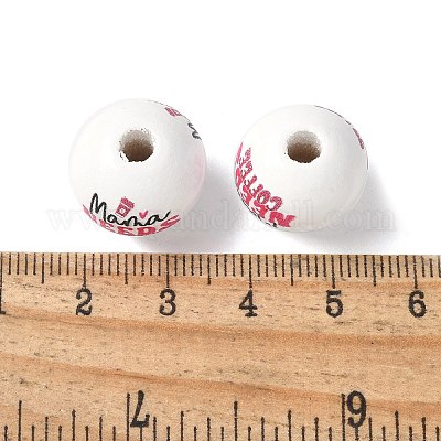 Тема дня матери печатные деревянные европейские бусины WOOD-F016-06-1