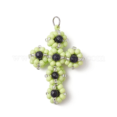 Подвески-кресты из стеклянного бисера PALLOY-MZ00642-01-1