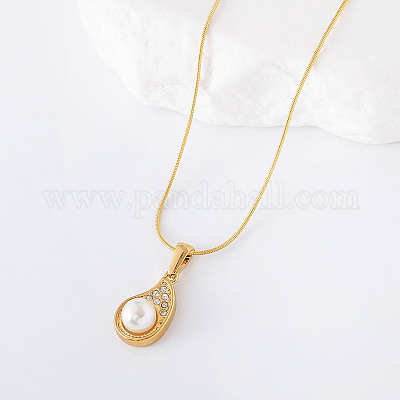 3 шт. ожерелье из нержавеющей стали с имитацией жемчуга в форме баклажана для женщин PS0001-1