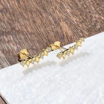 925 серьги-гвоздики из стерлингового серебра с прозрачным кубическим цирконием EJEW-Q032-01G-G-1