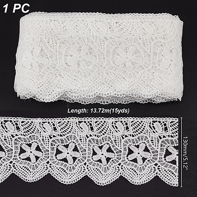 15 ярд хлопковой кружевной ленты с цветочной вышивкой OCOR-WH0086-91A-1
