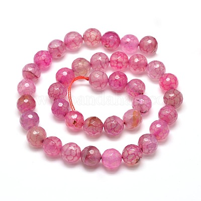 Окрашенные естественный агат граненый бисер пряди круглые G-E268-02-1