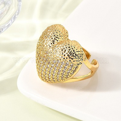 Открытые манжеты из латуни с микропаве и прозрачным цирконием для женщин RJEW-I111-09G-1