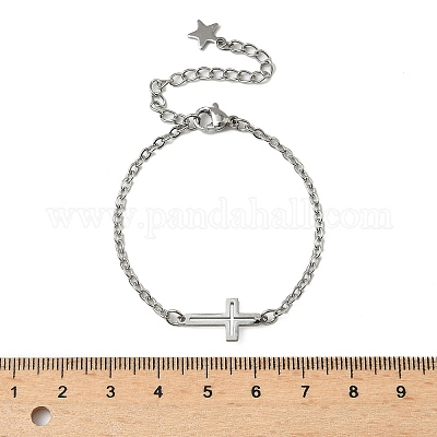 Браслеты из нержавеющей стали 304 с поперечными связями BJEW-F500-03P-1