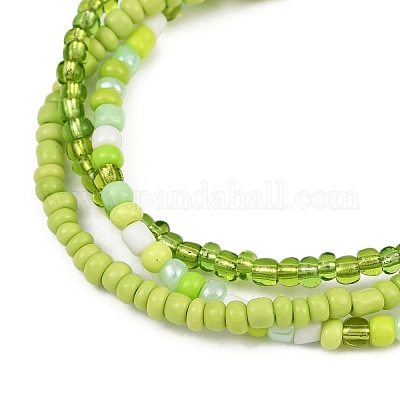 3шт 3-х цветные стеклянные бусины многорядные браслеты для женщин BJEW-JB12052-1