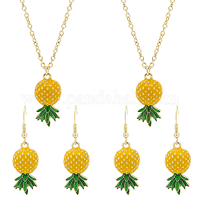 Ожерелье из сплава с подвеской в виде ананаса SJEW-HY0001-10-1