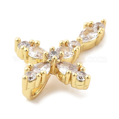 Латунные микропаве прозрачные подвески с фианитом KK-L228-03G-02-1