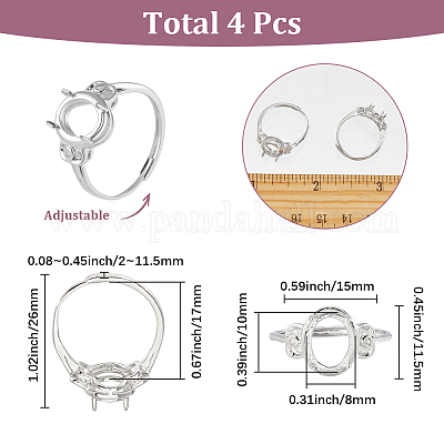 4 шт. регулируемые латунные кольцевые компоненты&nbsp;KK-SC0007-02B-1