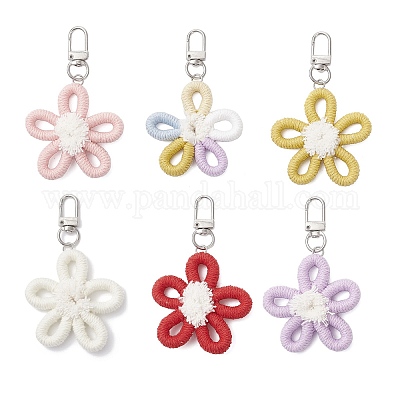 Полиэфирные украшения цветок подвеска HJEW-JM03961-1