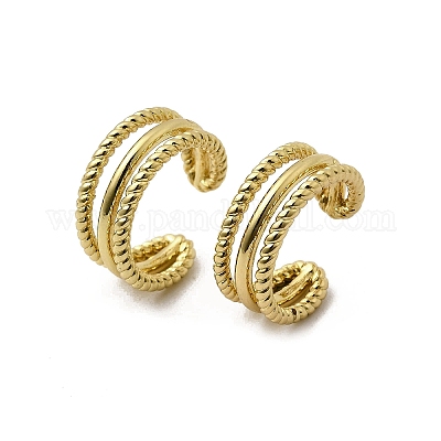 Тройные серьги-каффы в форме буквы С из латуни EJEW-L261-018G-1