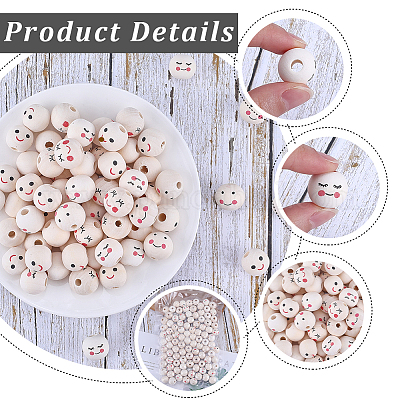 100 шт. 4 стиля деревянных европейских бусин WOOD-GF0002-25-1