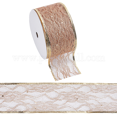 Кружевная отделка из полиэстера с блестками OCOR-WH0109-007-1