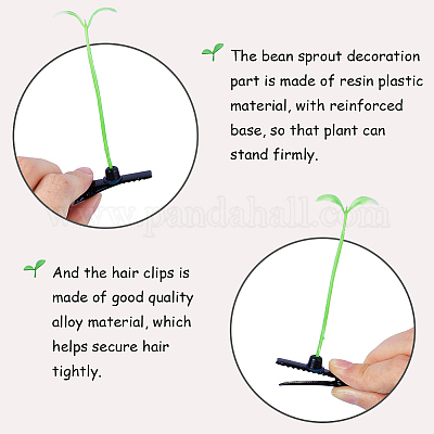54 шт. 3 заколки для волос из пластиковой кожи аллигатора в виде ростков фасоли&nbsp;PHAR-CP0001-18-1