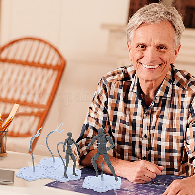 Собранные шестигранные пластиковые стенды для демонстрации фигурок с регулируемым опорным рычагом из сплава ODIS-WH0080-11A-1