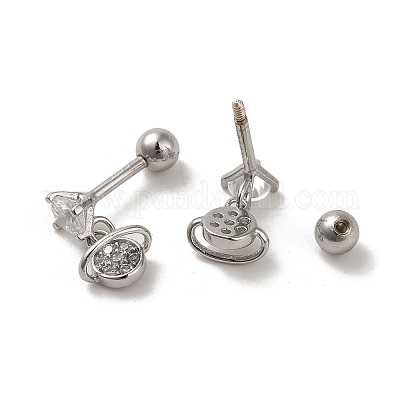 925 женская серьга из стерлингового серебра с микропаве из циркония EJEW-E307-10P-1