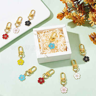 24шт 6 цвета сплава эмали кулон украшения HJEW-GO00008-1