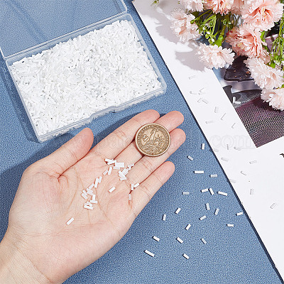 80 г 4 вида стеклянных бусин белого цвета SEED-GO0001-01-1