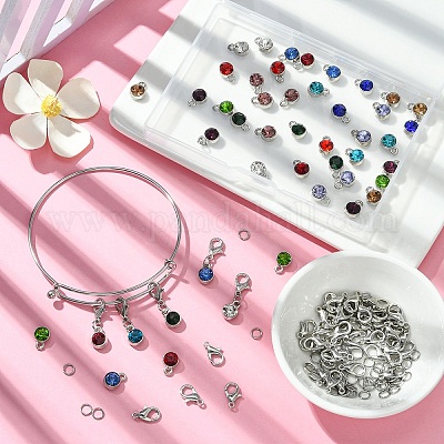 Набор для самостоятельного изготовления расширяемого браслета из нержавеющей стали 304 с подвесками DIY-YW0008-68-1