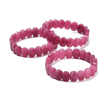 Овальные браслеты из натурального малайзийского нефрита с бусинами G-P589-02A-05-1