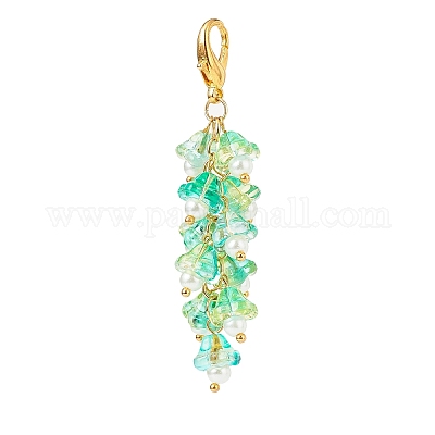 Труба цветок стеклянный кулон украшения HJEW-JM00800-05-1