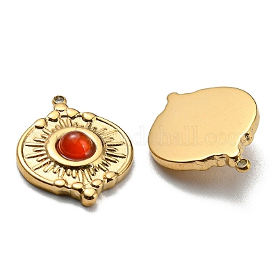 Плоские круглые подвески из натуральных и синтетических камней STAS-K258-36G-1