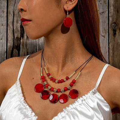 Плоские круглые акриловые подвески в стиле бохо с пластиковым кулоном ccb и серьги-подвески FS-WGA3A51-02-1