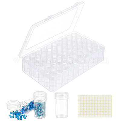 120 набор мини-круглых пластиковых баночек для ювелирных изделий с завинчивающейся крышкой и 27.4x17.5x5.6 решеткой AJEW-WH0348-305-1