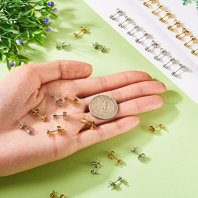 32 шт. 8 стиля фурнитуры для сережек-гвоздиков из нержавеющей стали 304 STAS-TA0002-96-1