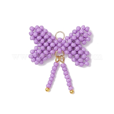 Подвески-бантики из стеклянных бус PALLOY-MZ01055-05-1