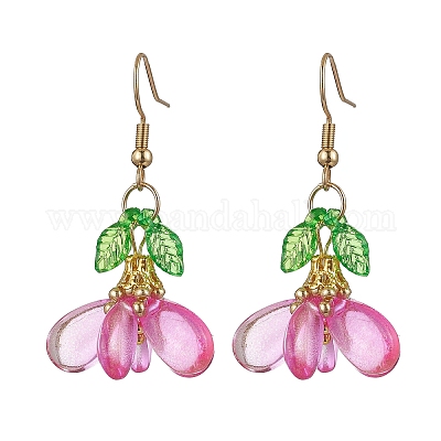 Серьги-подвески из нержавеющей стали 304 со стеклянными подвесками EJEW-MZ00433-05-1