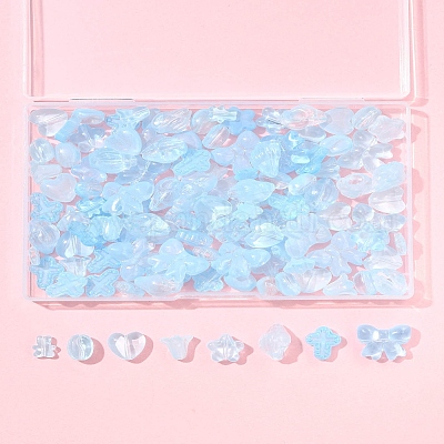 120 шт. 8 вида прозрачных стеклянных бусин-спрей GLAA-FS0002-21-1