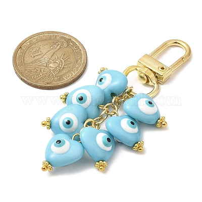 Подвеска из смолы в форме сердца со сглазом HJEW-JM01089-1