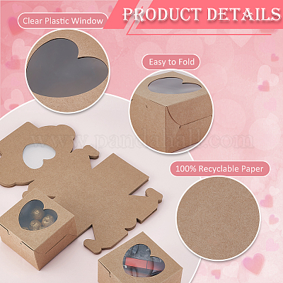 Квадратные подарочные коробки для хранения кексов из крафт-бумаги CON-WH0095-95B-1