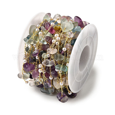 Цепочки из бисера ручной работы из натурального флюоритового бисера CHC-F020-02G-01-1