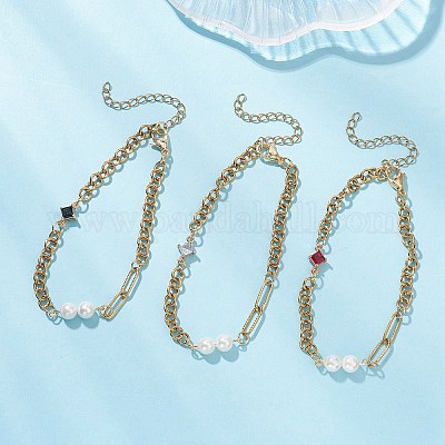 3 браслет-цепочка из нержавеющей стали 304 с застежкой-скрепкой BJEW-JB12689-1