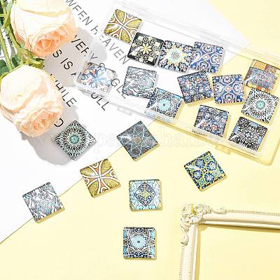 20 шт. кабошонов с плоским дном из печатного стекла GGLA-FS0001-21-1