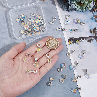 40 шт. 8 стиля прозрачные стеклянные европейские подвески-шармы PALLOY-GA00042-1