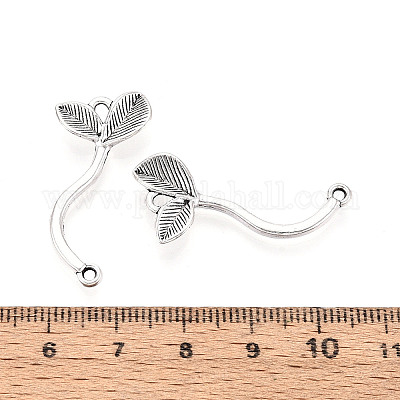 Соединительные элементы из сплава в тибетском стиле с подвесками-листочками PALLOY-T094-11AS-1