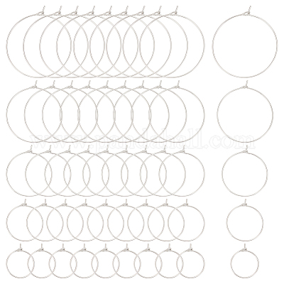 50 шт. 5 стиля латунных сережек-колец KK-UN0004-79-1