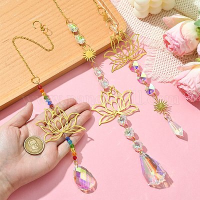 3 шт. латунные подвесные украшения в виде лотоса AJEW-CJC0020-001G-1