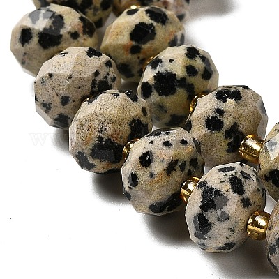 Природные яшмы далматин бисер нитей G-P573-A63-10x6mm-1