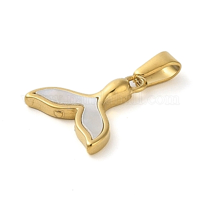 Подвески из смолы с имитацией белой ракушки «рыбий хвост» STAS-R229-11G-1