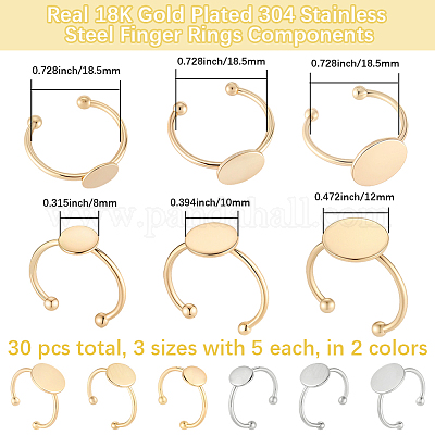 30 шт. 6 стиля регулируемых колец для пальцев из нержавеющей стали 304 STAS-BBC0007-97-1
